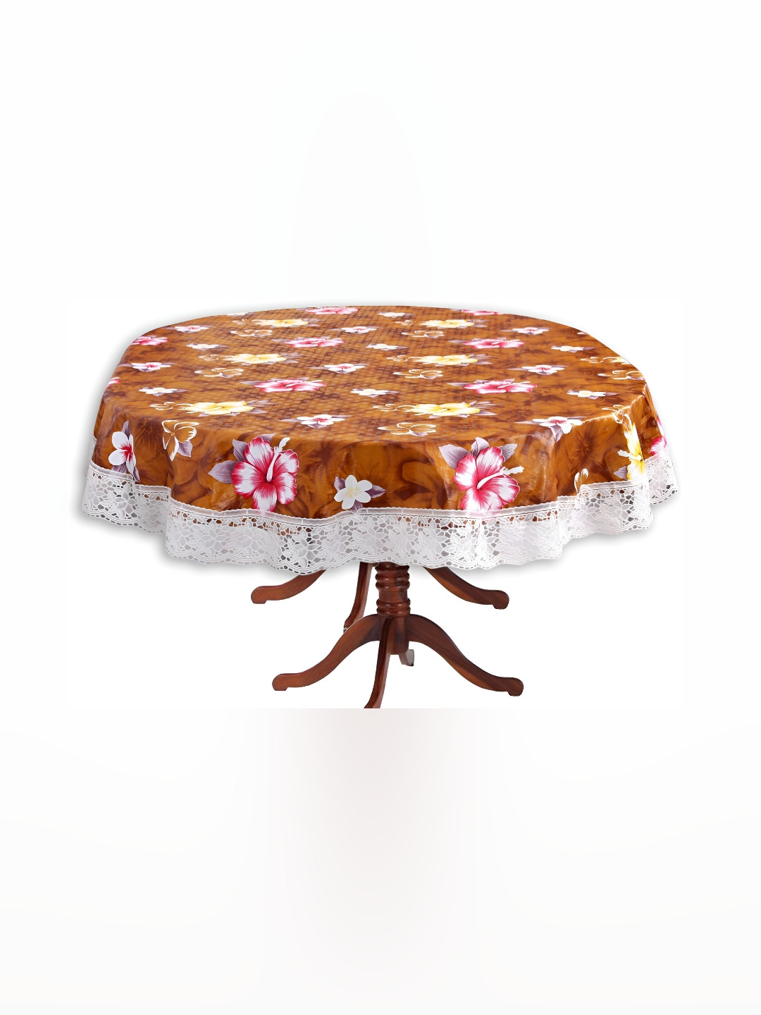 Stylista Brown & Pink Floral Waterproof Oval 6 Seater Table Cover