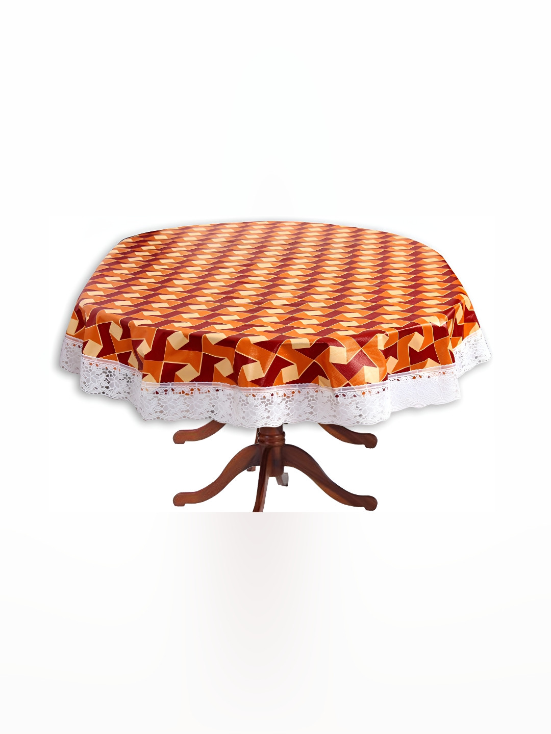Stylista Brown Waterproof Geometric Oval 4-Seater Table Cover