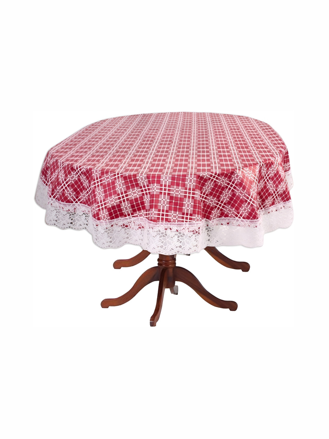 Stylista Pink & White Checkered 1.01 m x 1.52 m Waterproof Oval Table Cover