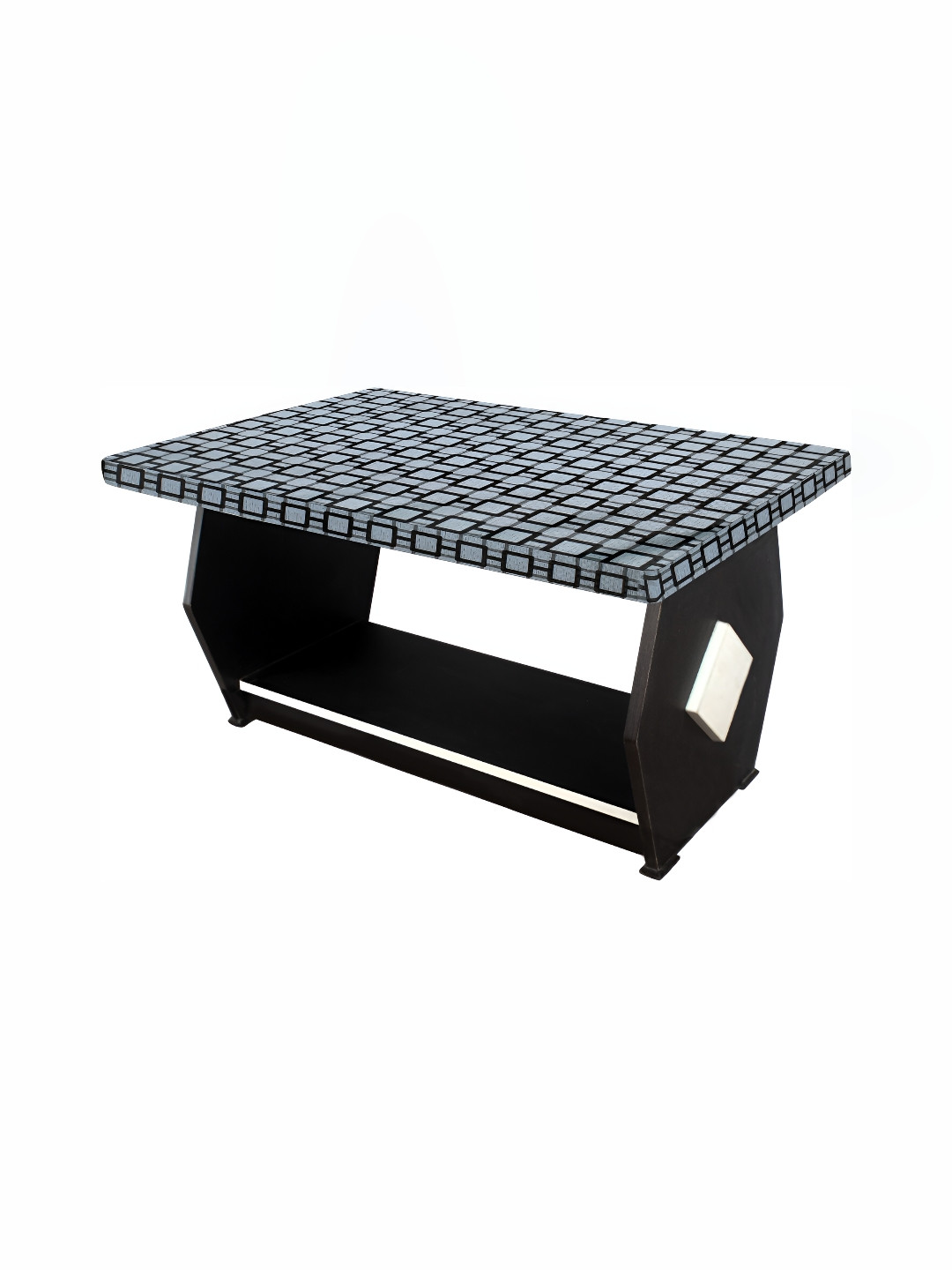 Stylista Grey & Black Geometric Printed Waterproof Rectangle 2-Seater Table Cover