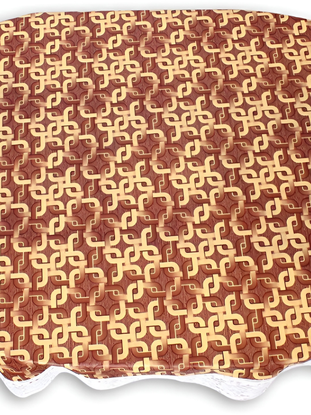 Stylista Brown & Beige Printed Waterproof 2.72 m x 1.52 m Oval Table Cover