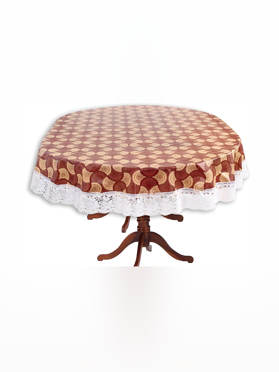 Stylista Brown & Beige Printed Waterproof  3.55 m x 1.52 m Oval Table Cover