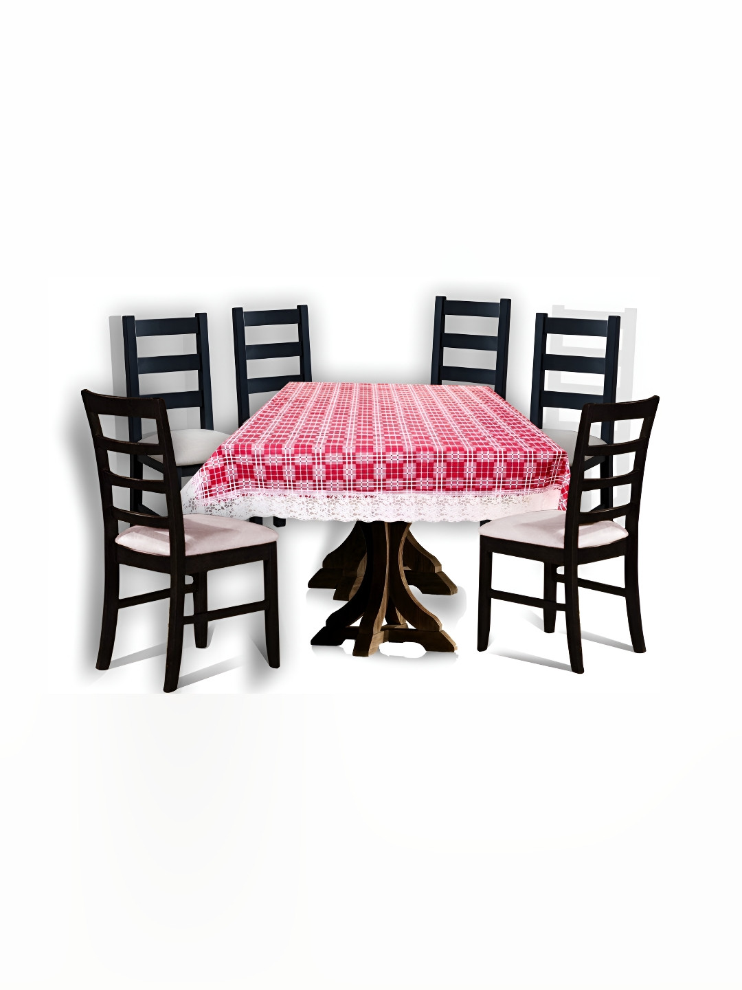 Stylista Red Waterproof Geometric Print 6 Seater Table Cover
