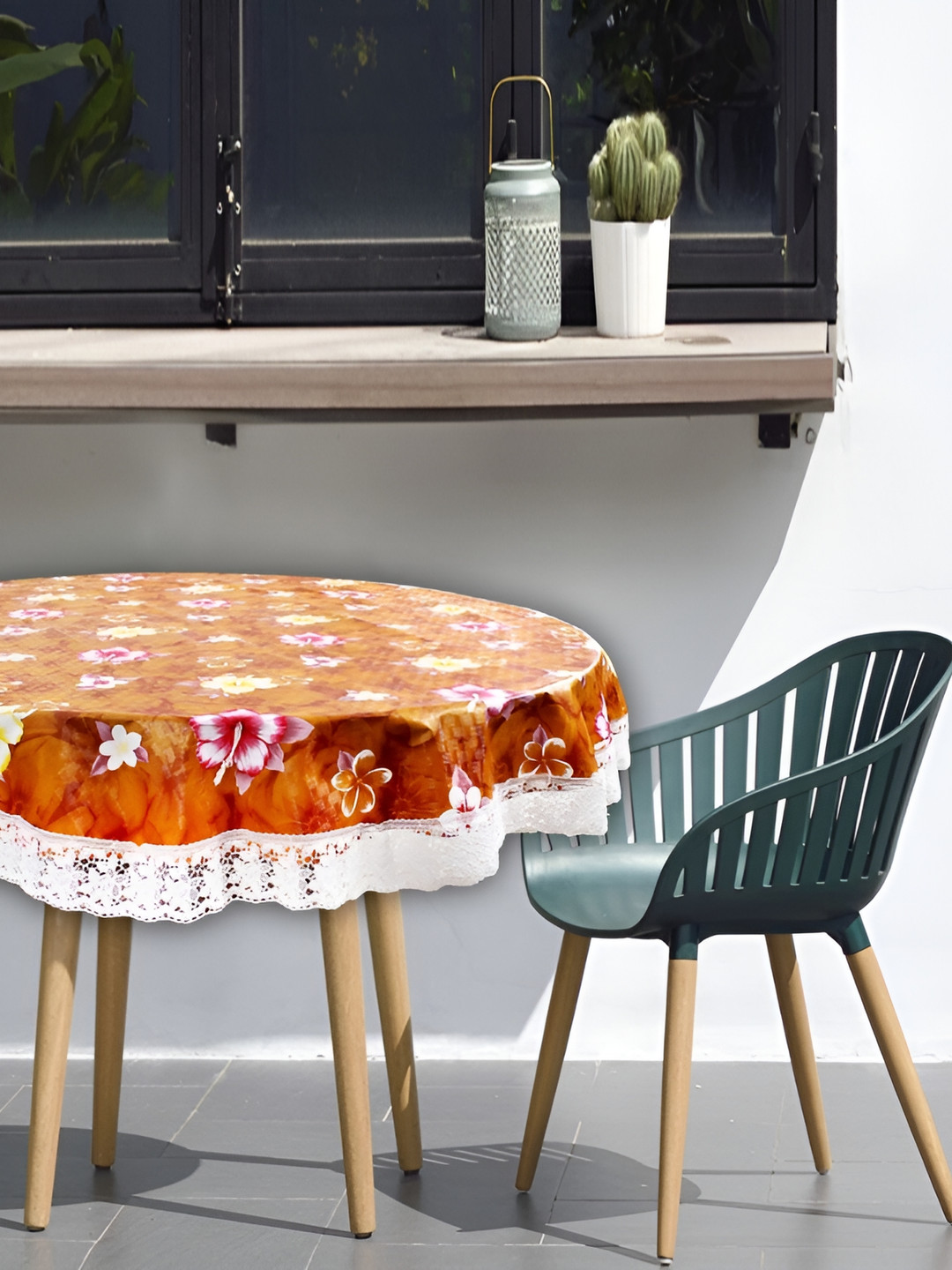 Stylista Orange Waterproof Round 2-Seater Table Cover