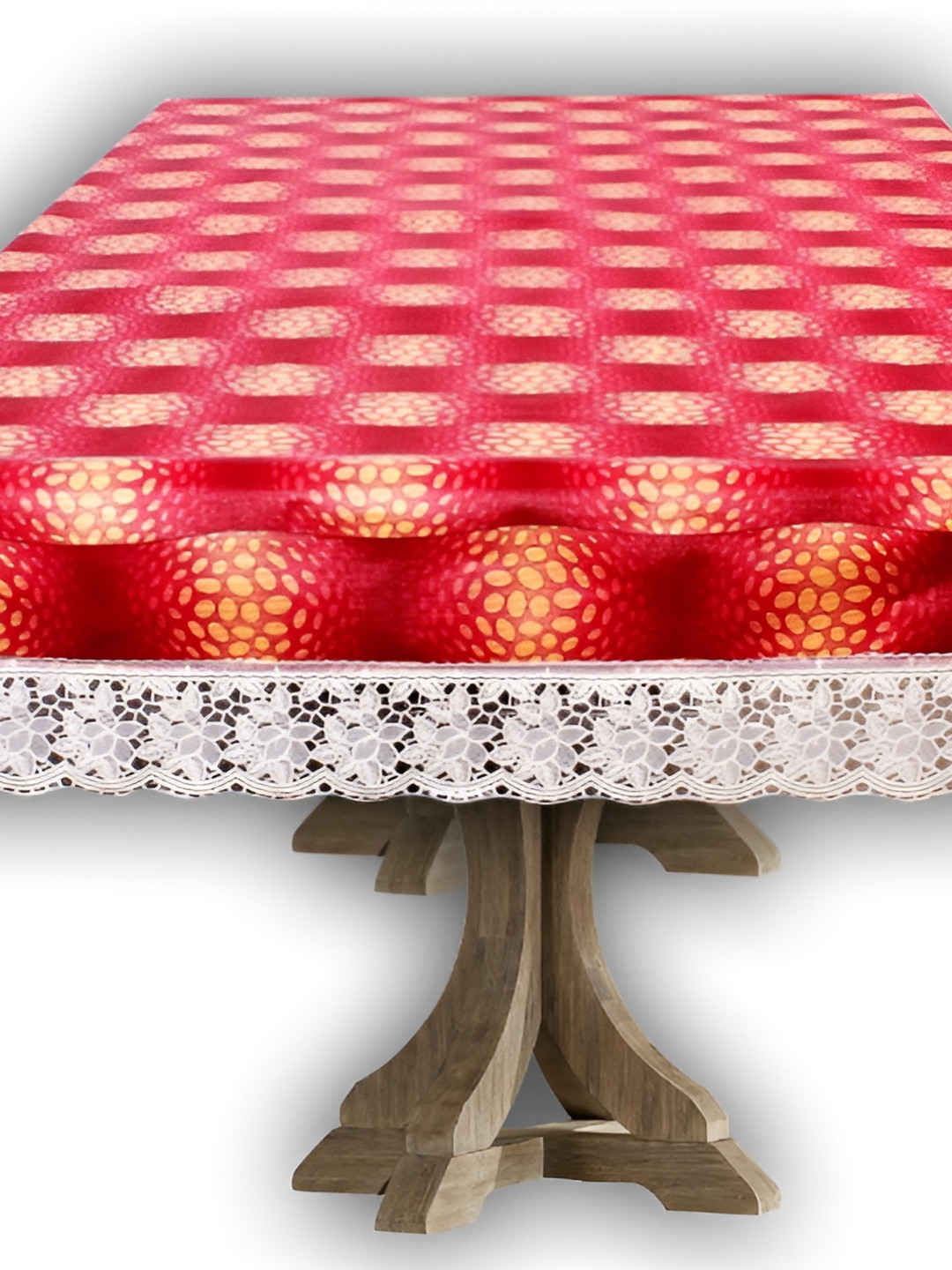 Stylista Red & White Printed 1.52 m x 3.04 m Waterproof Rectangle Table Cover