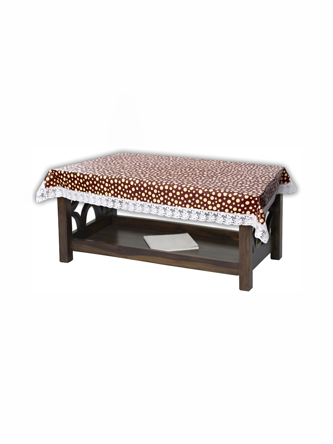 Stylista Brown & Yellow Polka Dots Printed Waterproof 2-Seater Table Cover