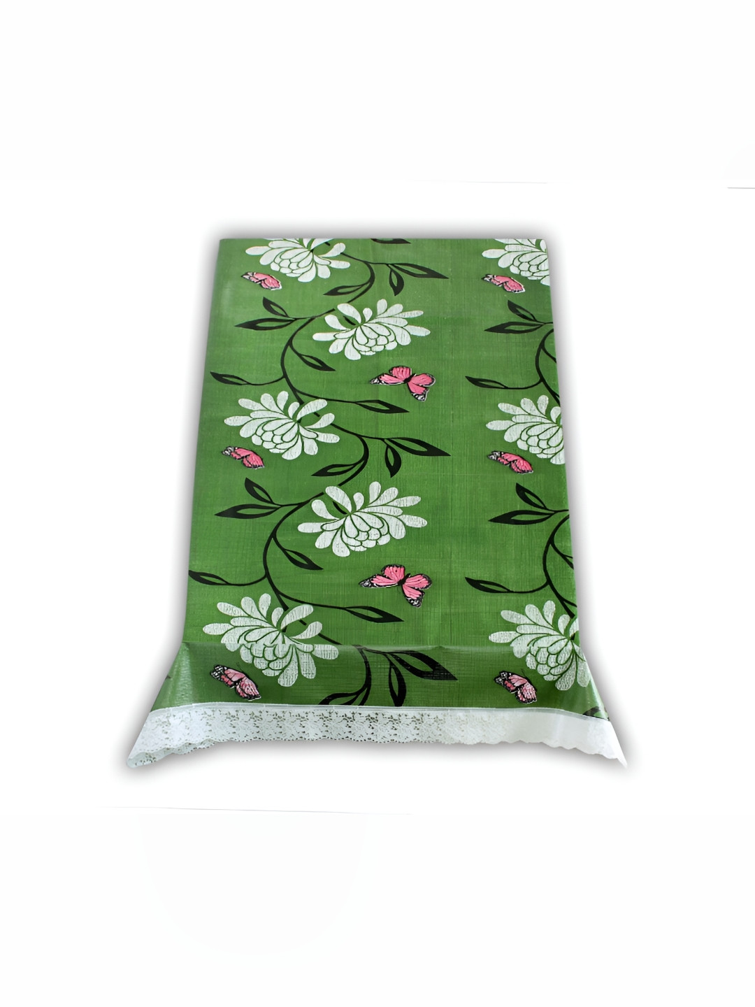 Stylista Green & White Floral Printed Waterproof Rectangle 12 Seater Table Cover
