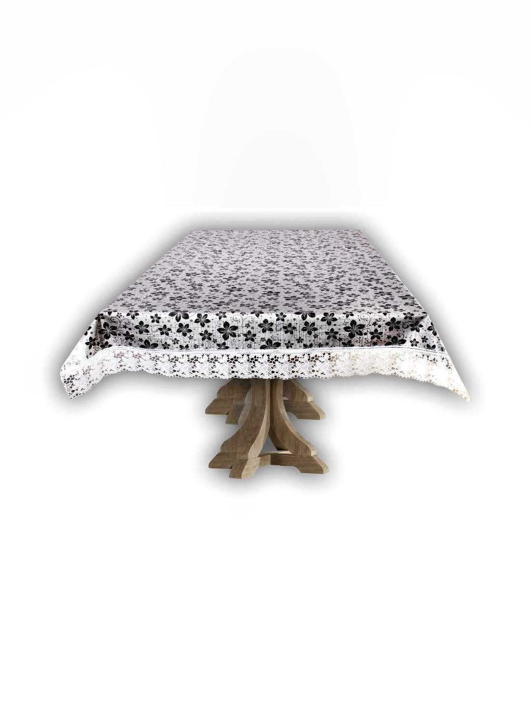Stylista Black & White Floral Printed 3.55 m x 3.55 m Waterproof Rectangle Table Cover