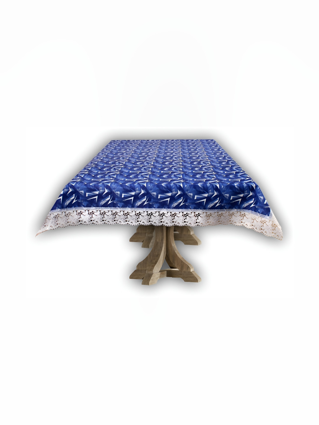 Stylista Blue & White Printed 1.52 m x 3.55 m  Waterproof Rectangle Table Cover