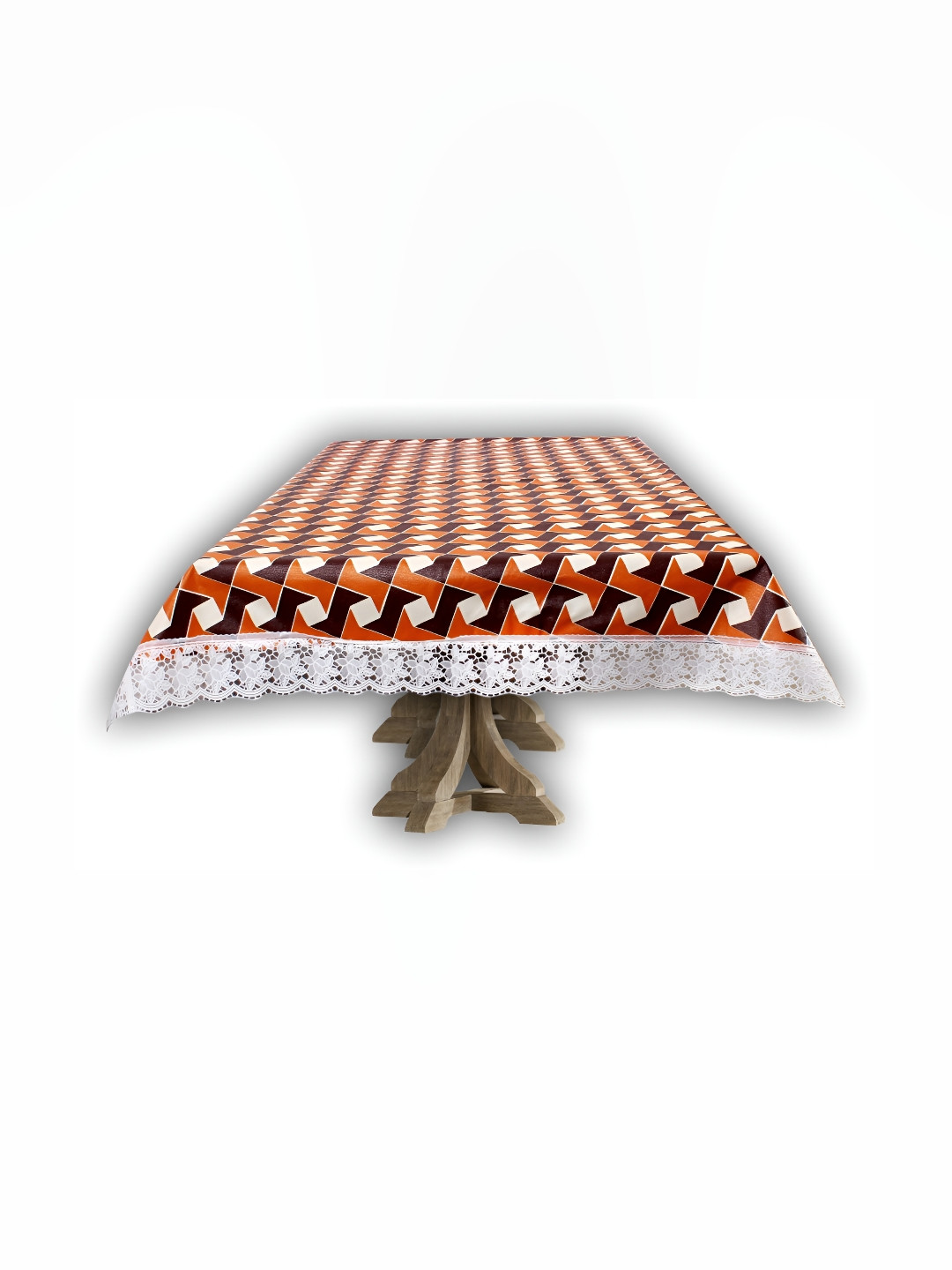 Stylista Black & Orange Abstract  Printed Waterproof Rectangle Shaped 6 Seater Table Cover