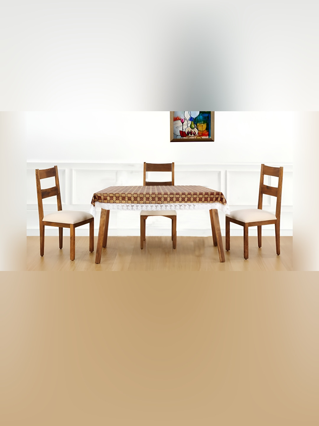 Stylista Brown Waterproof Geometric Print 4 Seater Table Cover