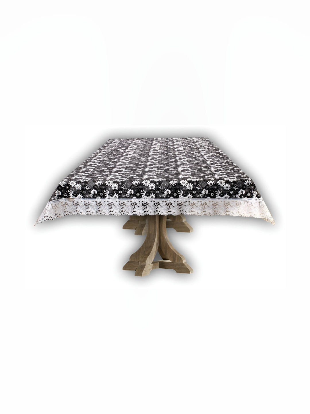 Stylista Black Waterproof Floral Print 8 Seater Table Cover
