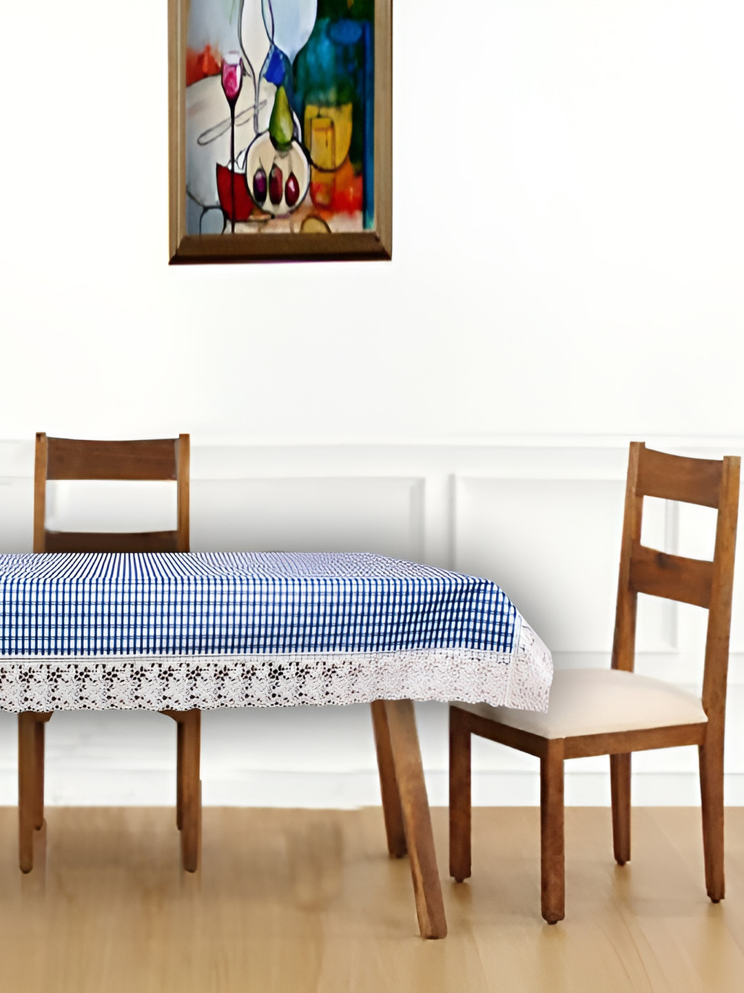 Stylista Blue & White Printed Waterproof 1.98 m x 1.37 m Rectangle Table Cover