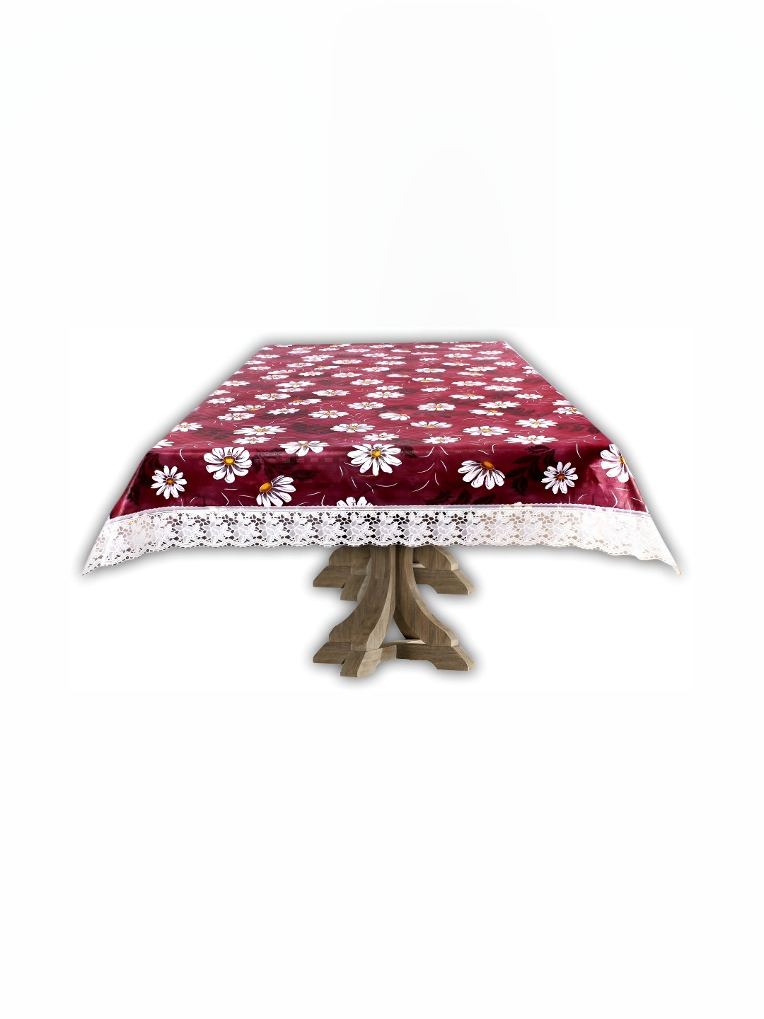 Stylista Red & White Floral Printed Waterproof Rectalgular 10 Seater Table Cover