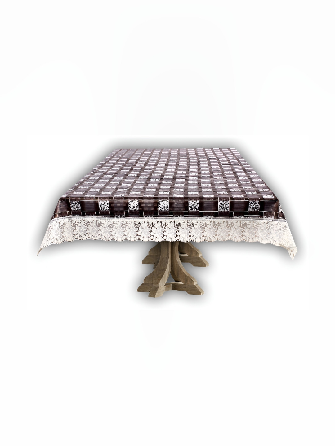 Stylista Brown & White Printed 2.74 m x 2.74 m Waterproof Rectangle  Table Cover