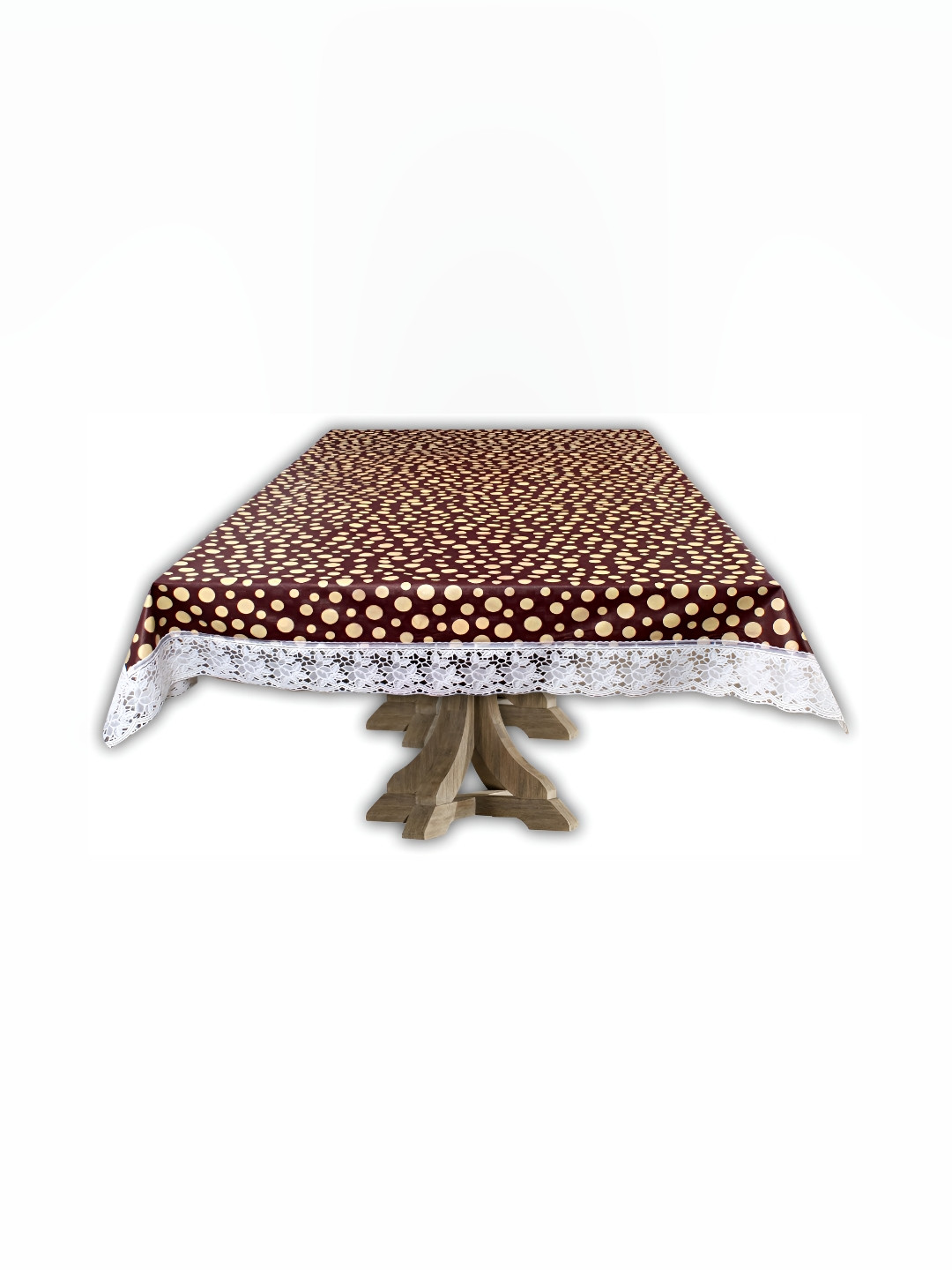 Stylista Brown & Beige Polka Dots Printed Waterproof 3 m x 1.52 m Rectangle Table Cover