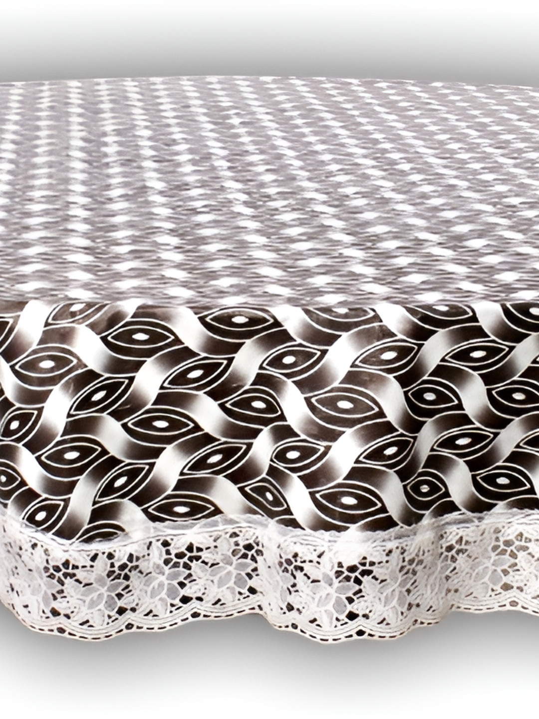 Stylista Black & White Printed 1.52 m x 1.52 m Waterproof Round Table Cover