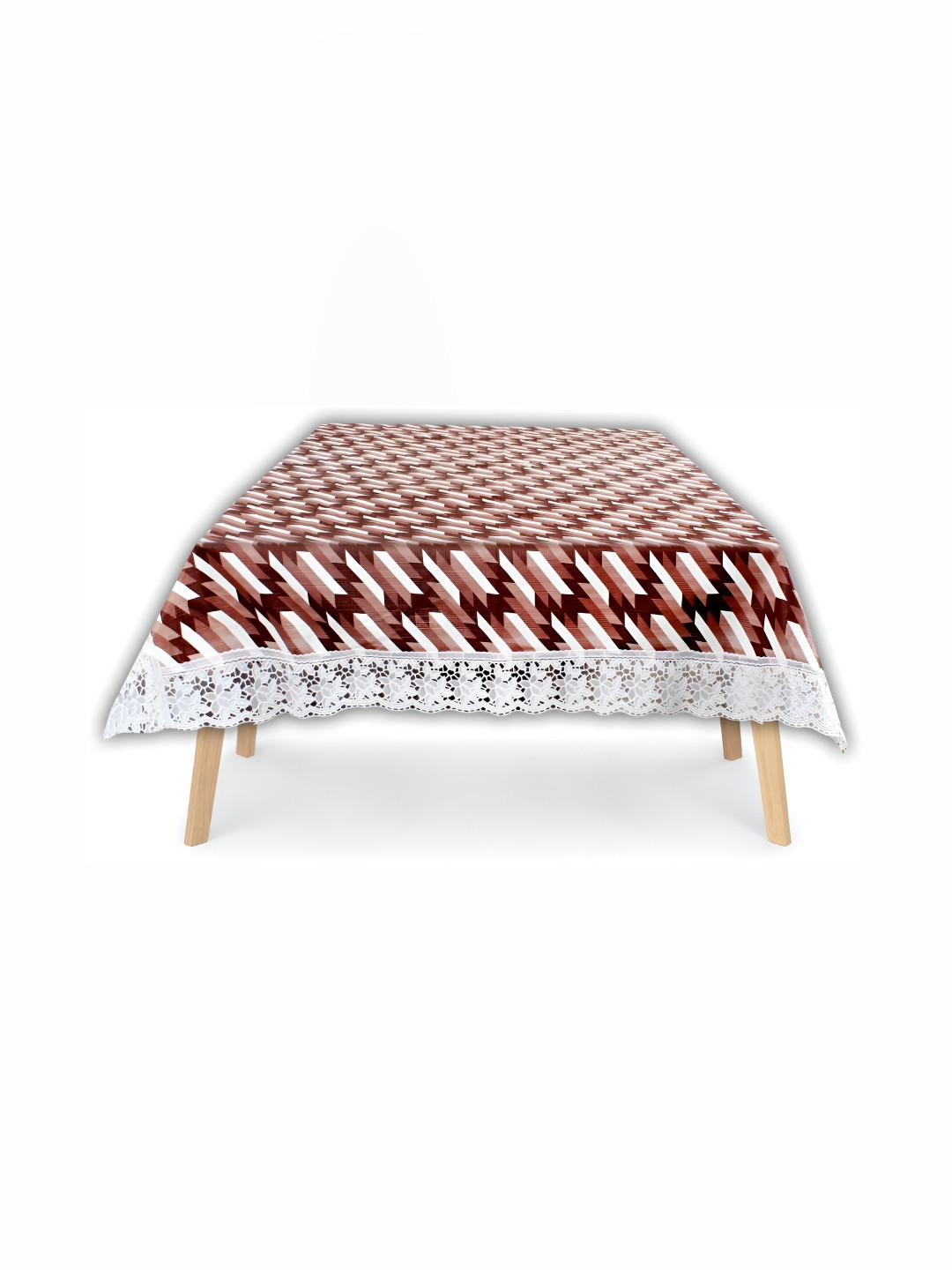 Stylista Brown & White Printed Waterproof 3 m x 1.52 m Rectangle Table Cover