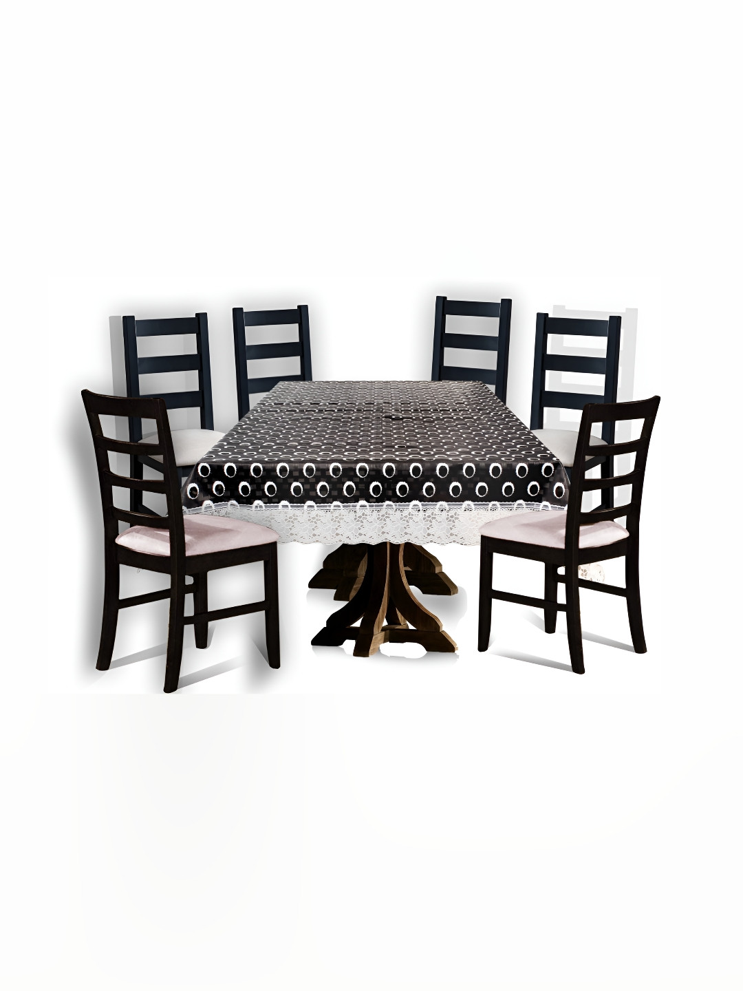 Stylista Black & White Printed 2.28 m x 1.52 m Waterproof Rectangle Table Cover