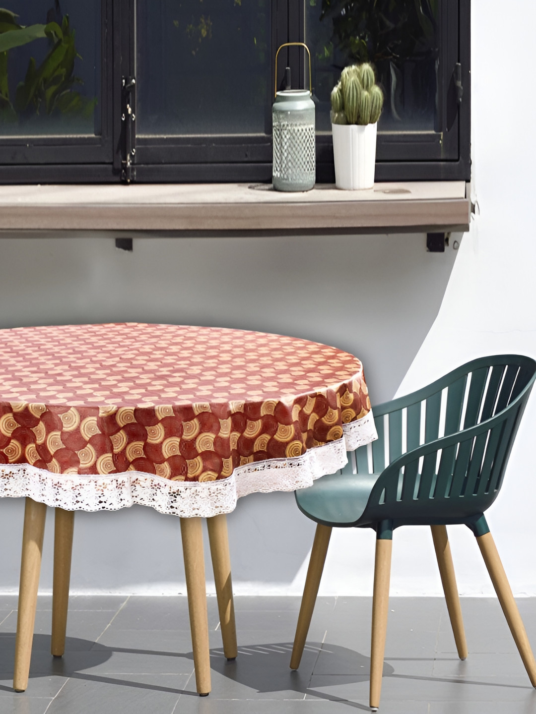 Stylista Brown & Beige Abstract Waterproof Round 2 Seater Table Cover