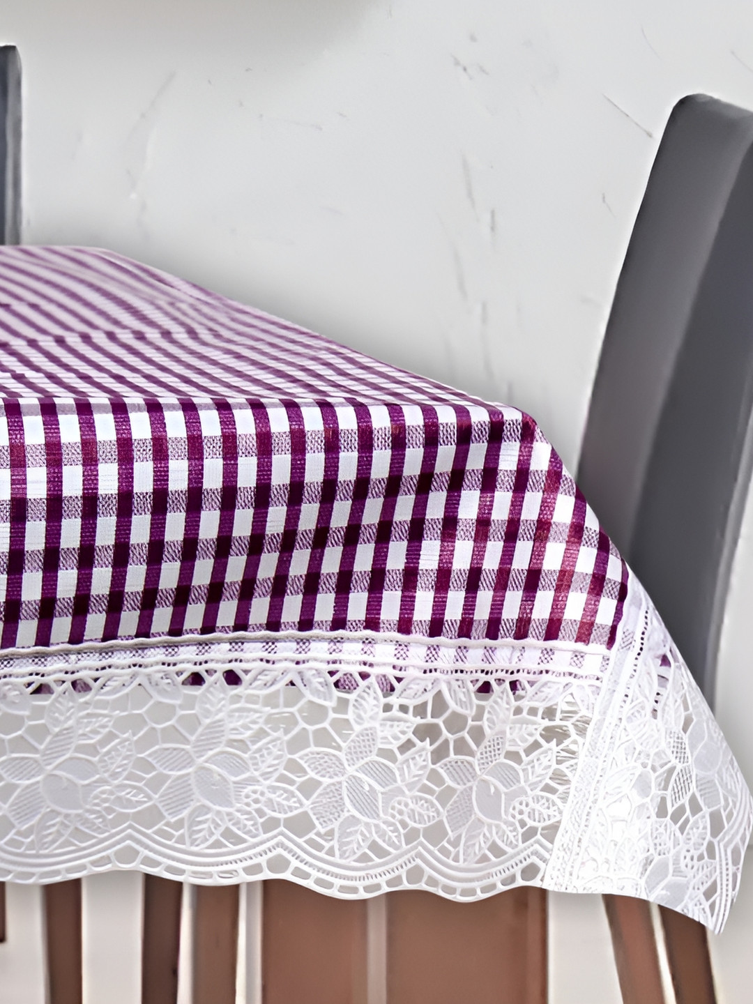 Stylista Purple & White Printed Waterproof 3 m x 1.52 m Rectangle Table Cover
