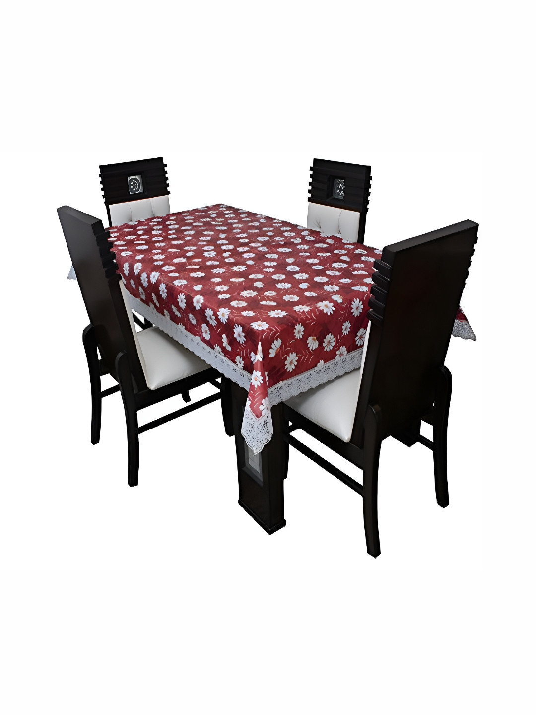 Stylista Brown & Withe Floral Printed Waterproof 2.28 m x 1.52 m Rectangle Table Cover