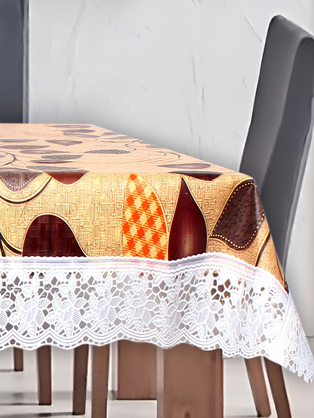 Stylista Brown Waterproof Plastic 8-Seater Rectangular Table Cover