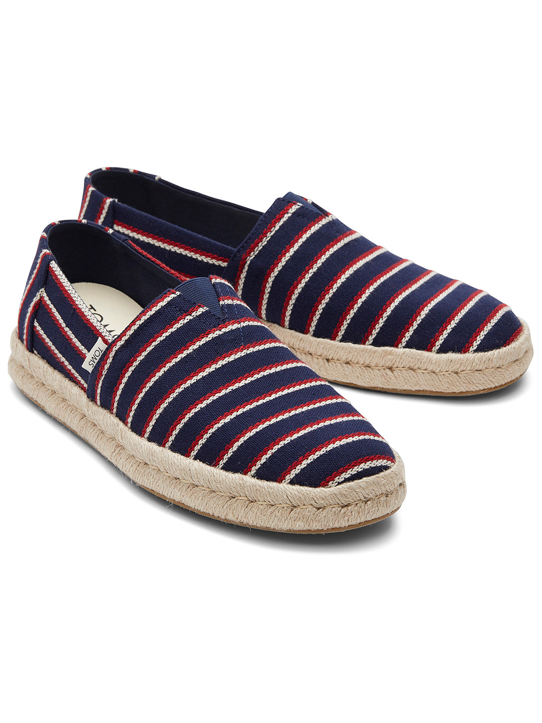 TOMS Men Striped Round Toe Comfort Insole Slip-On Espadrilles