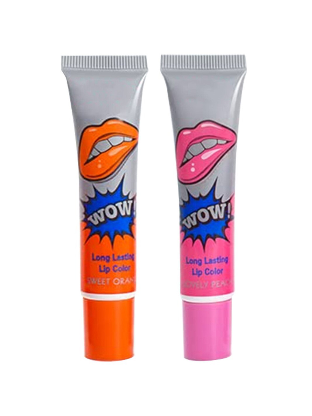 Adbeni Set Of 2 Wow Longwear Glossy Peel Off Lip Color 15g Each-Sweet Orange& Lovely Peach