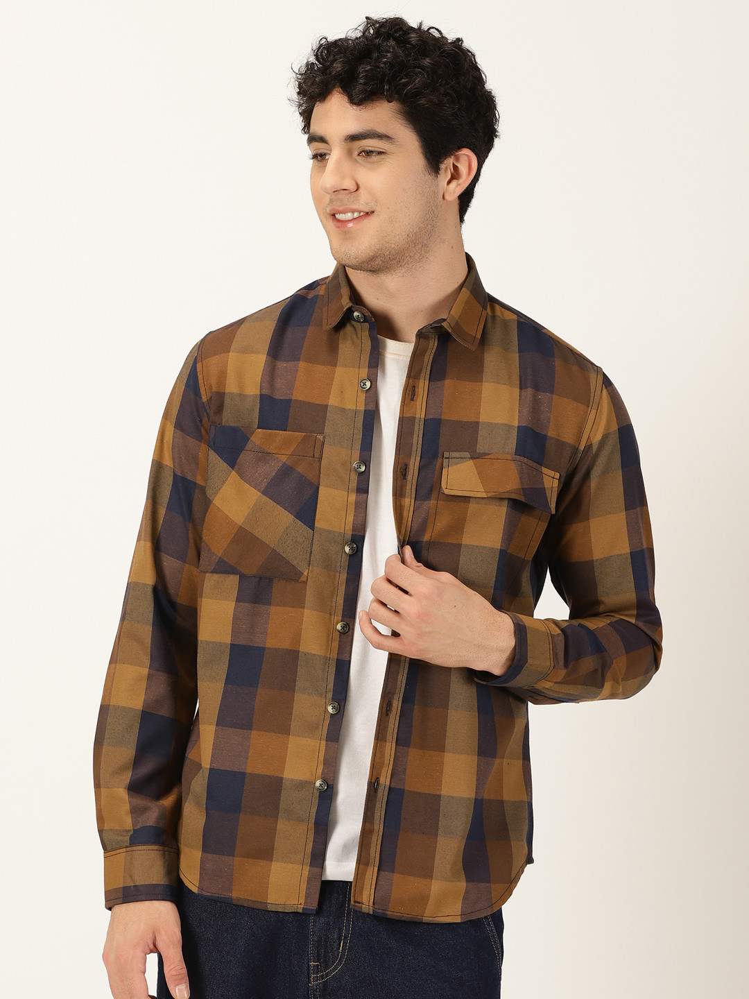 Moda Rapido Classic Slim Fit Buffalo Checks Flannel Cotton Casual Shirt