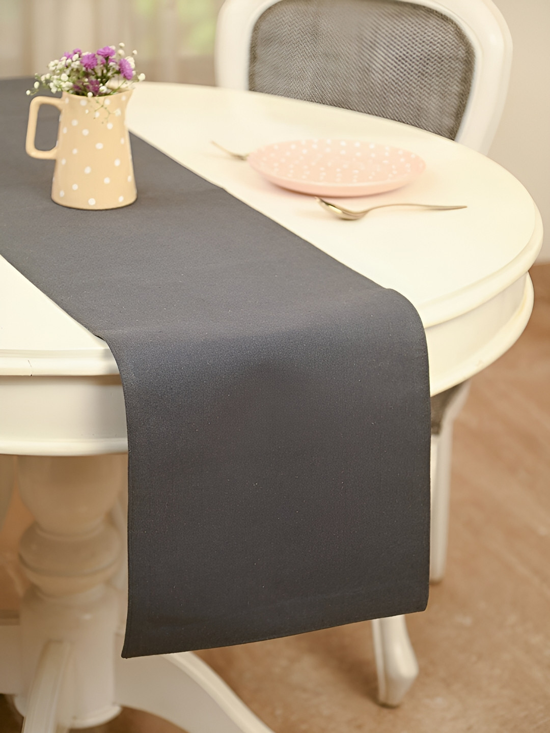 FABURAA Grey Cotton Table Runners
