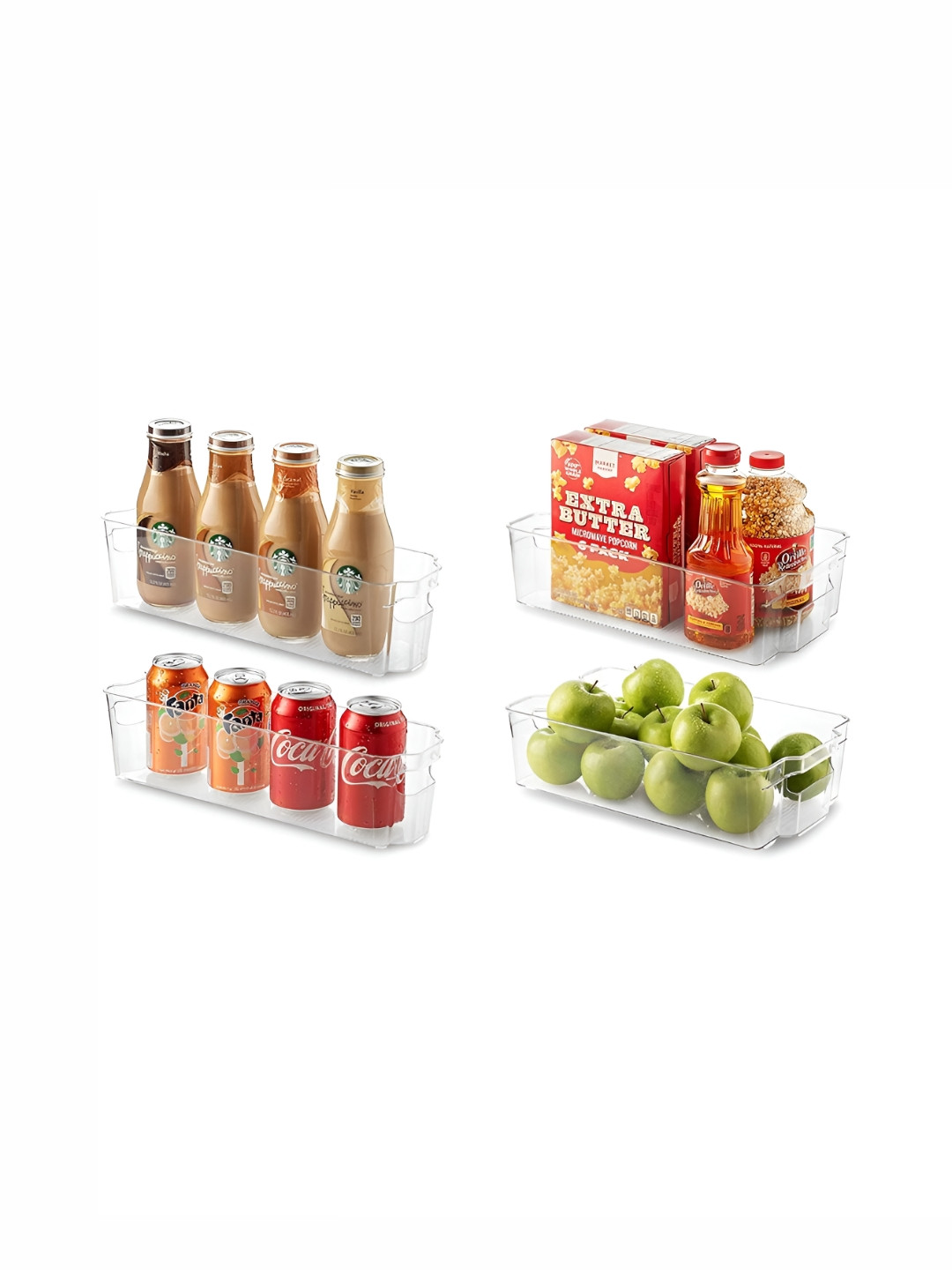 URBANFIX Transparent 4 Pieces Reusable Fridge Storage Drawer Organisers