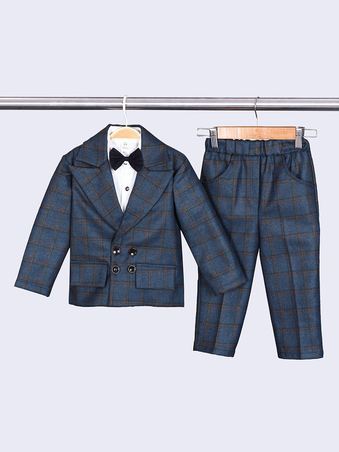 BAESD Checked Single-Breasted 3-Piece Suits