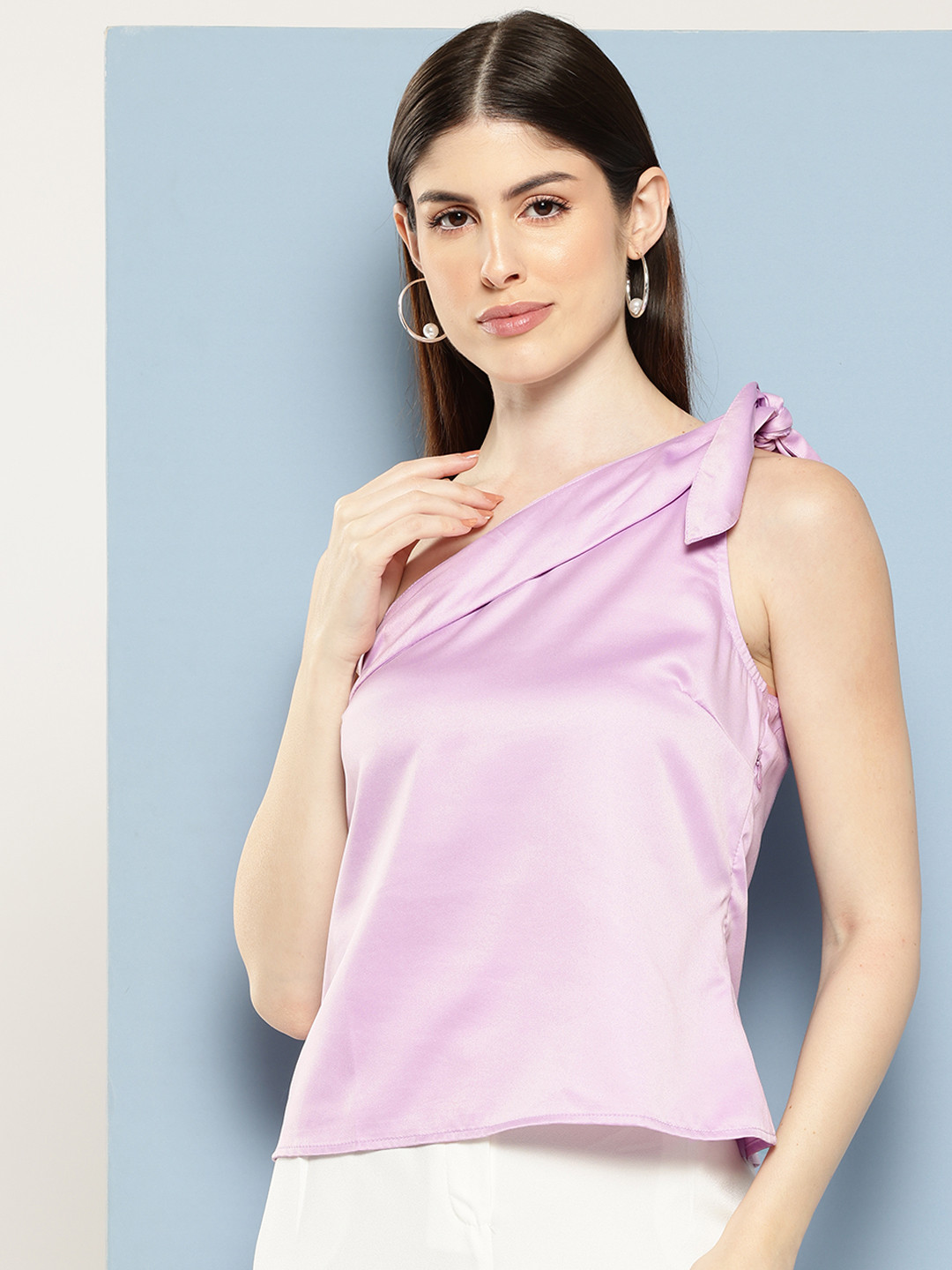 Chemistry One Shoulder Satin Top