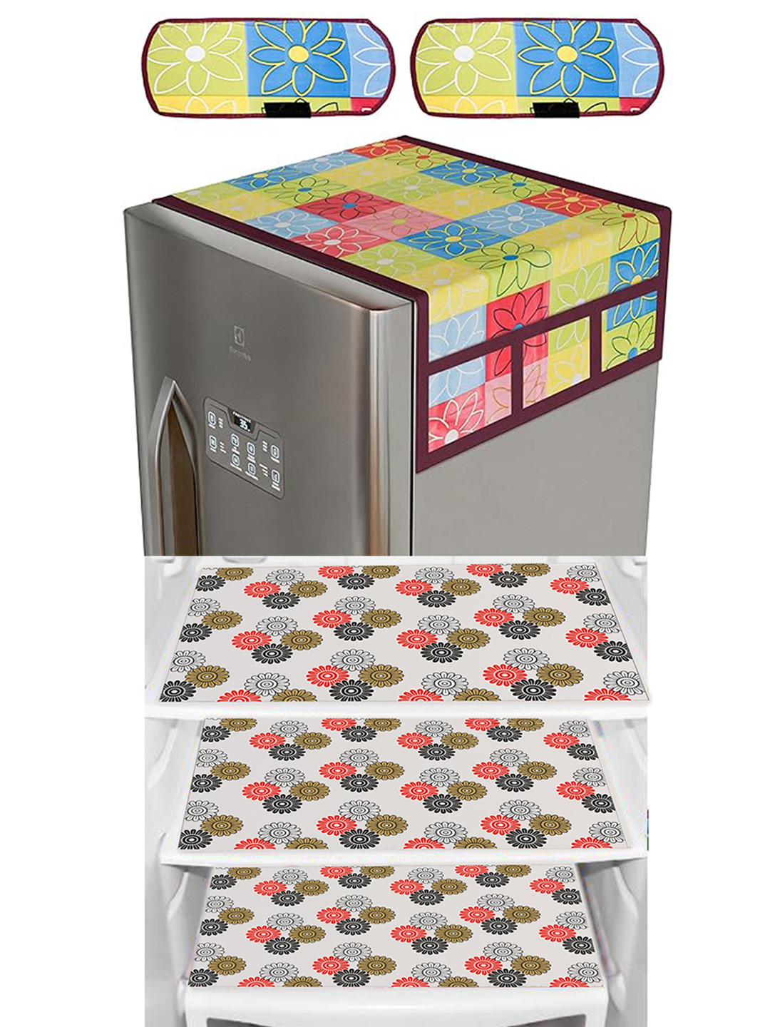 Dakshya Industries 6 Pieces Yellow & Blue Refrigerator covers