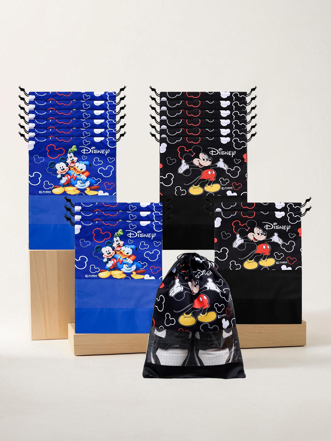 Kuber Industries 18-Pcs Mickey Mouse Printed Shoe Cover With Clear Window