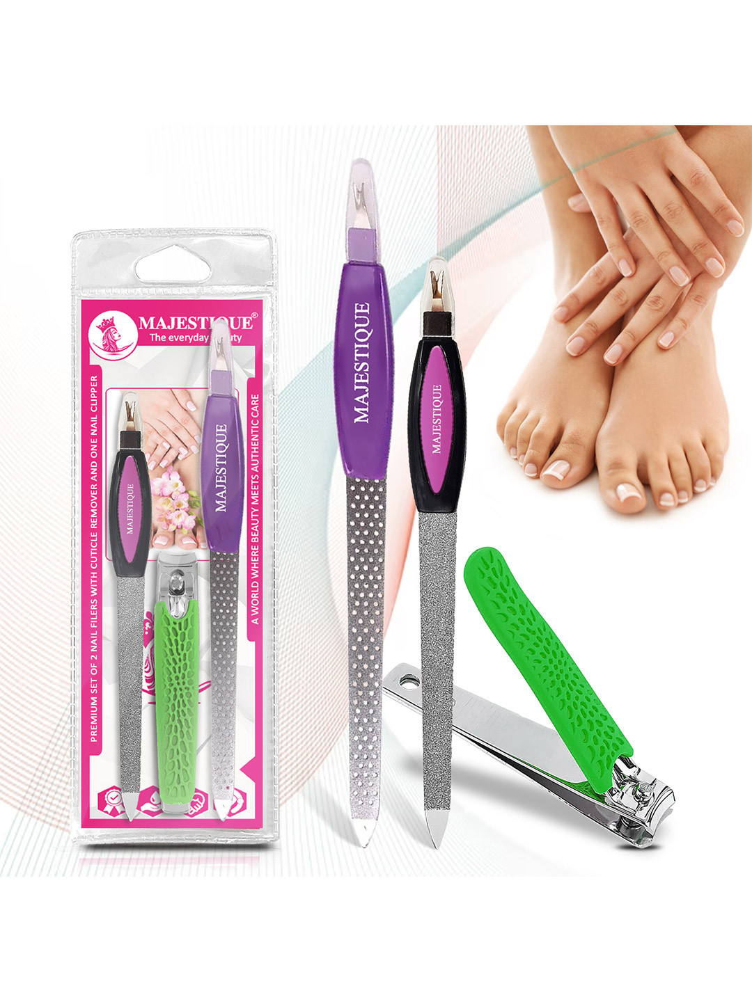 MAJESTIQUE Nail Filers with Cuticle & Nail Clipper Set