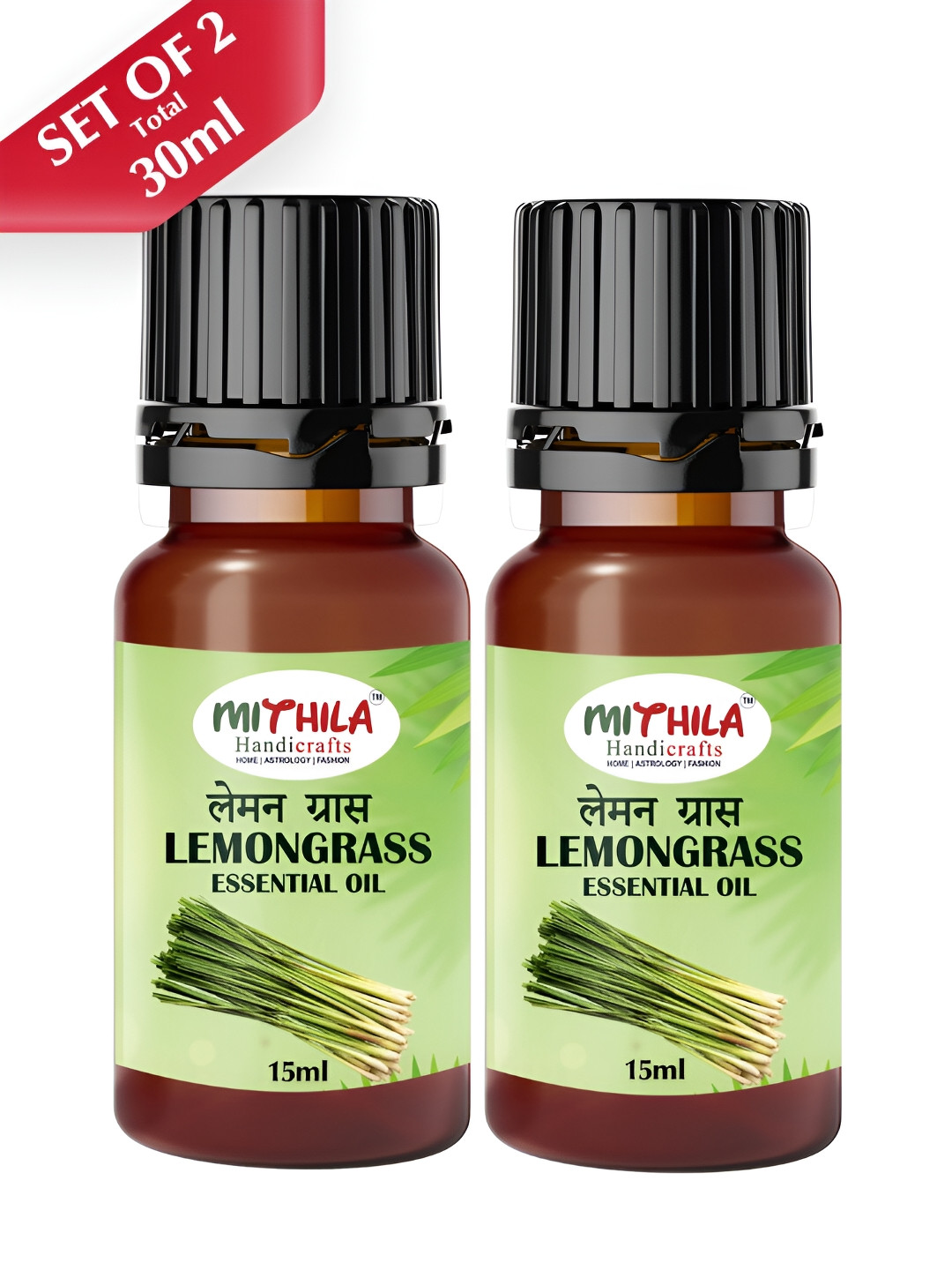 MITHILA Handicrafts Pack Of 2 Green Lemon Grass Aroma Oils