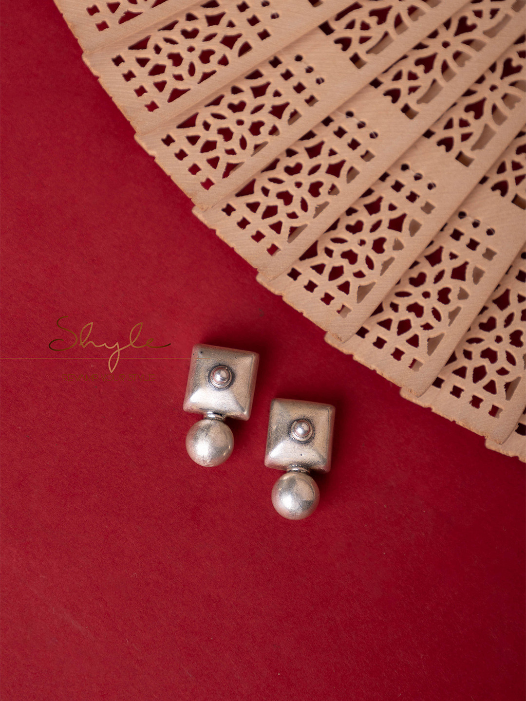 Shyle Sterling Silver Square Studs Earrings