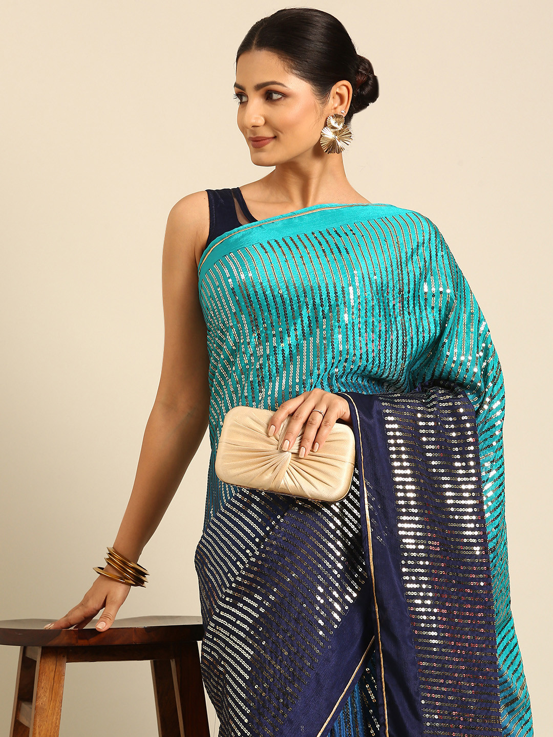 BAPS Ombre Sequinned Saree