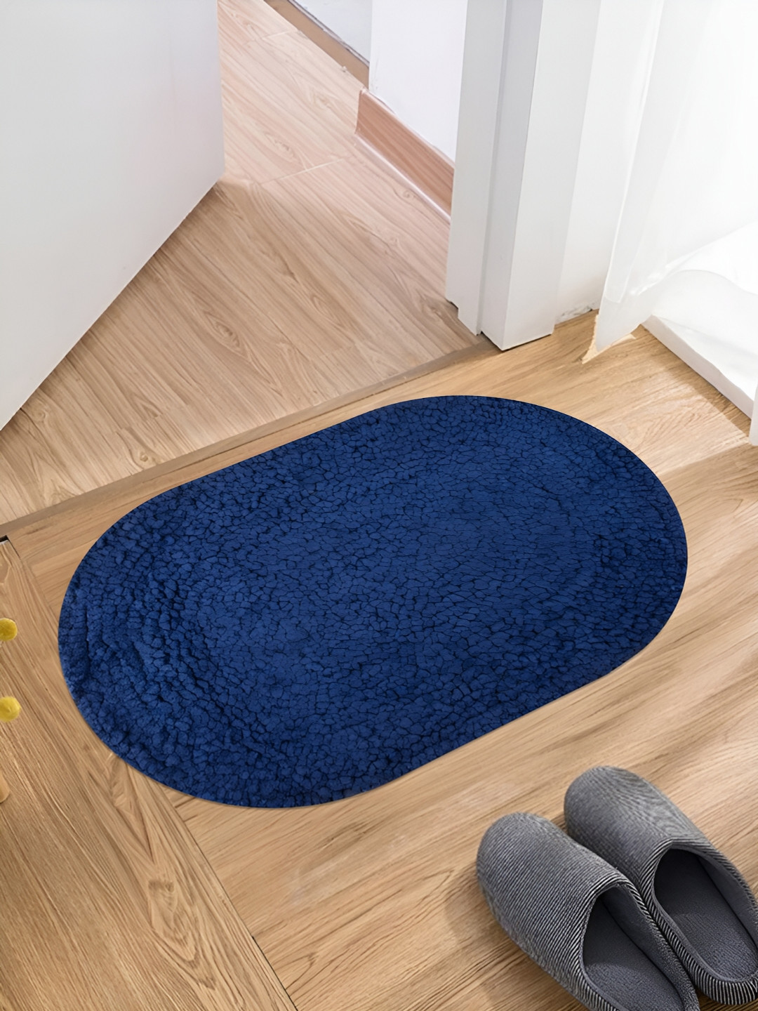 Kuber Industries Blue & Rust 2-Pcs Cotton Doormats