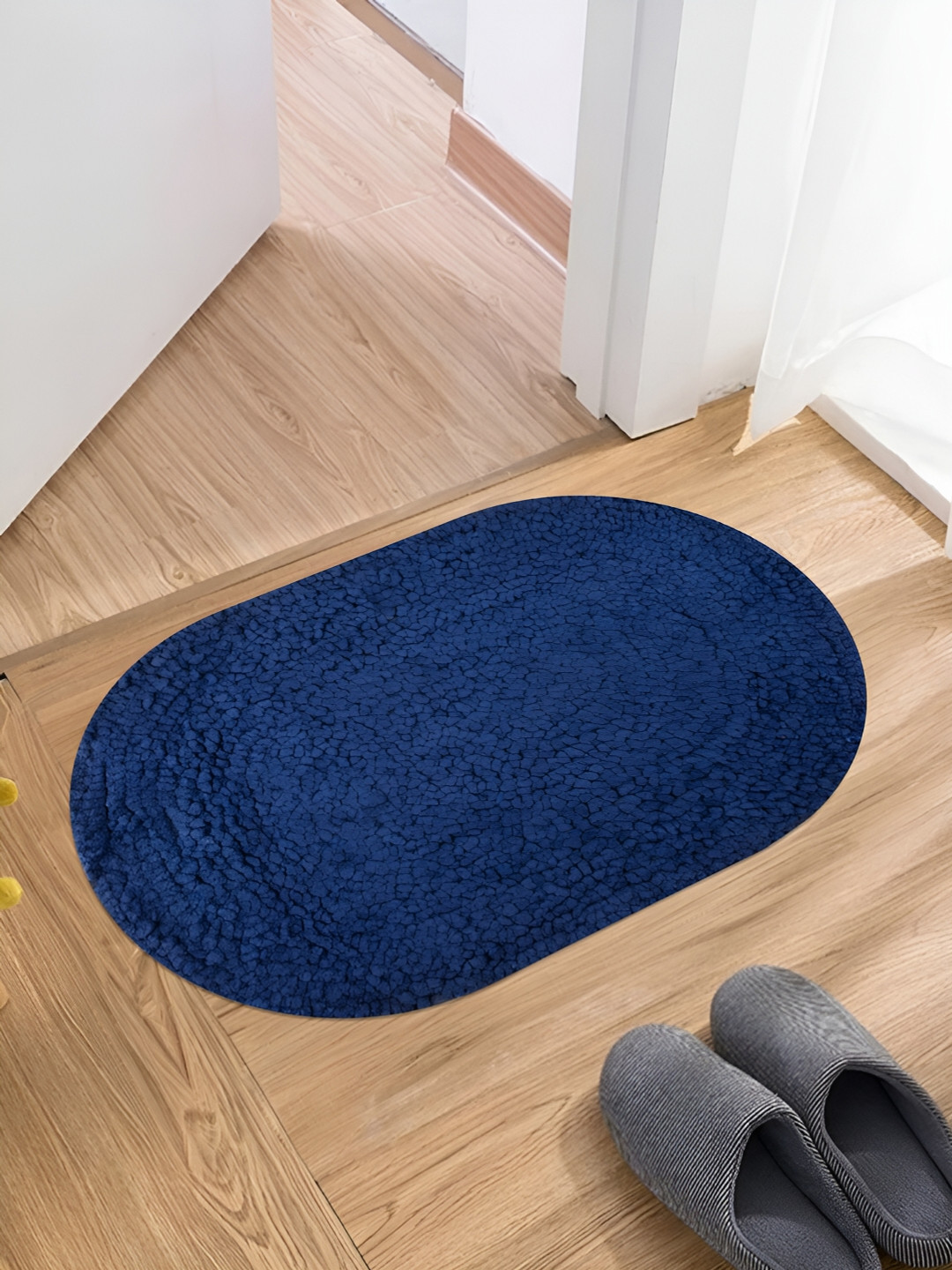 Kuber Industries Blue  2-Pcs Cotton Oval Shape Doormats