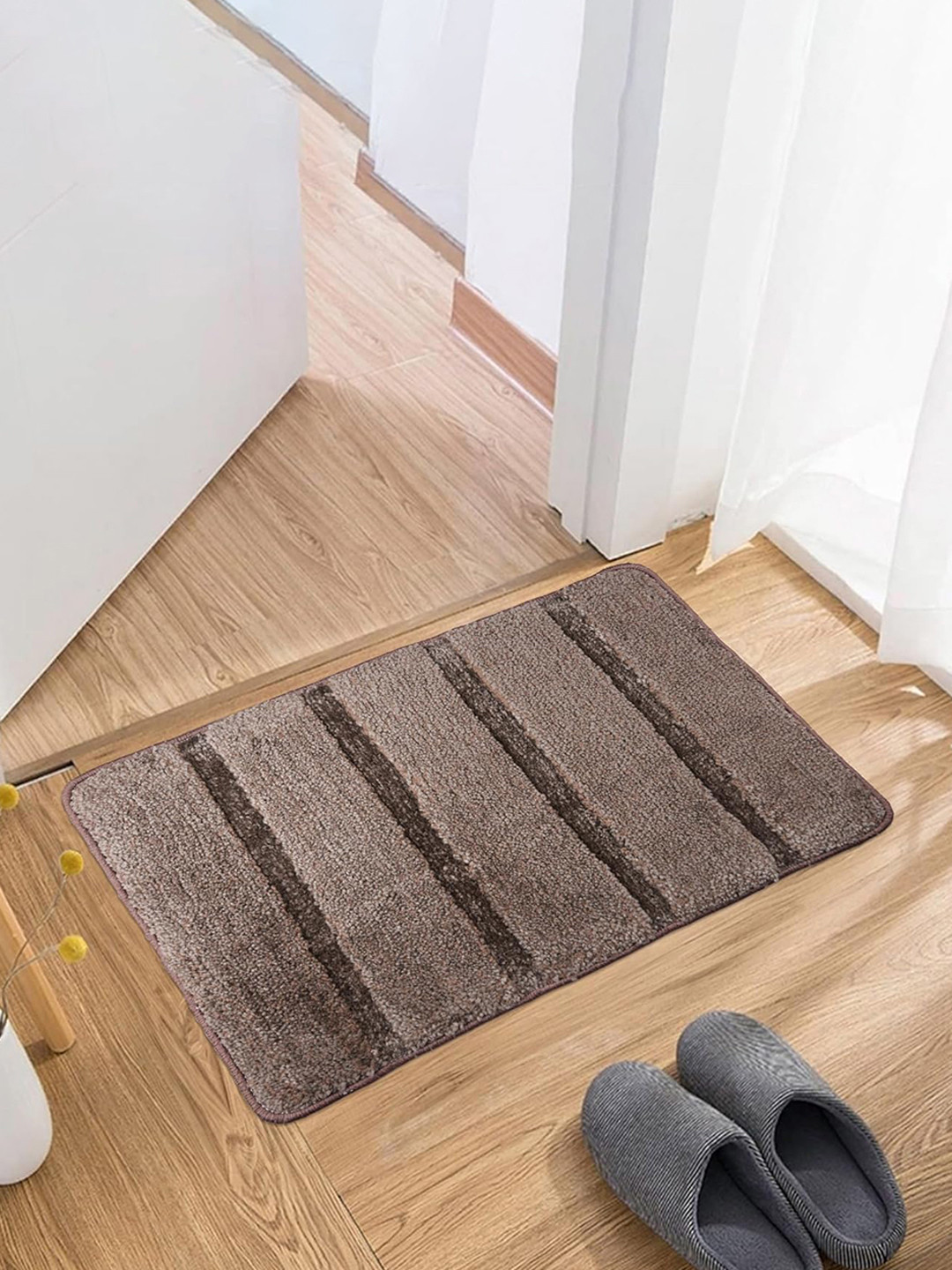 Kuber Industries Brown Floor Door Mat Big Lining Striped Cotton Doormat