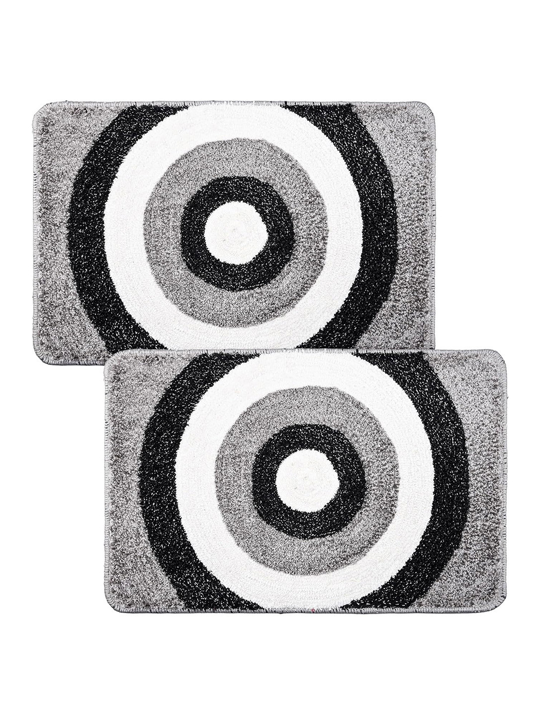 Kuber Industries Grey And Black 2-Pcs Cotton Doormat