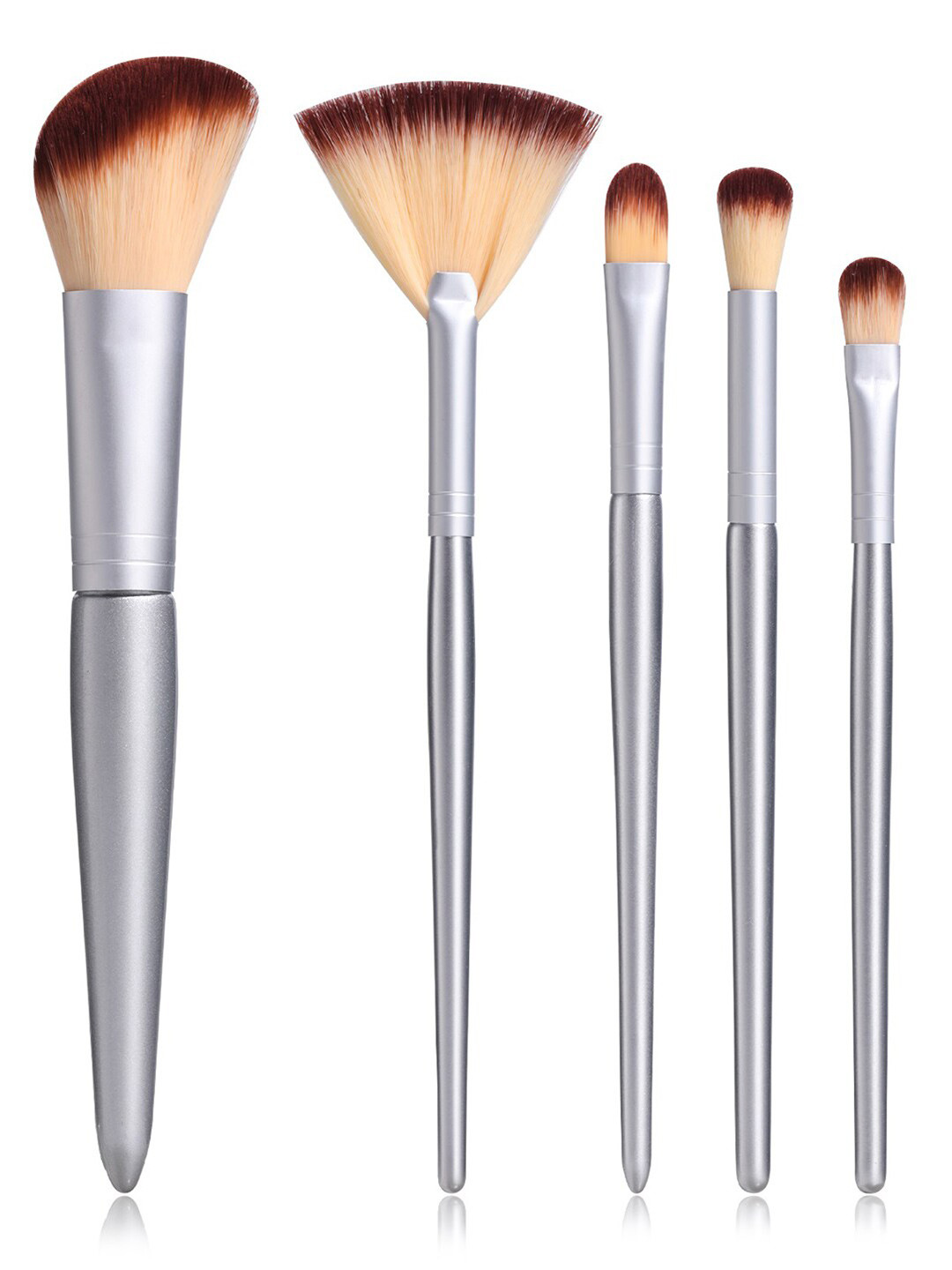 BS-MALL 5-Pcs Premium Synthetic Makeup Brush Set - Silver
