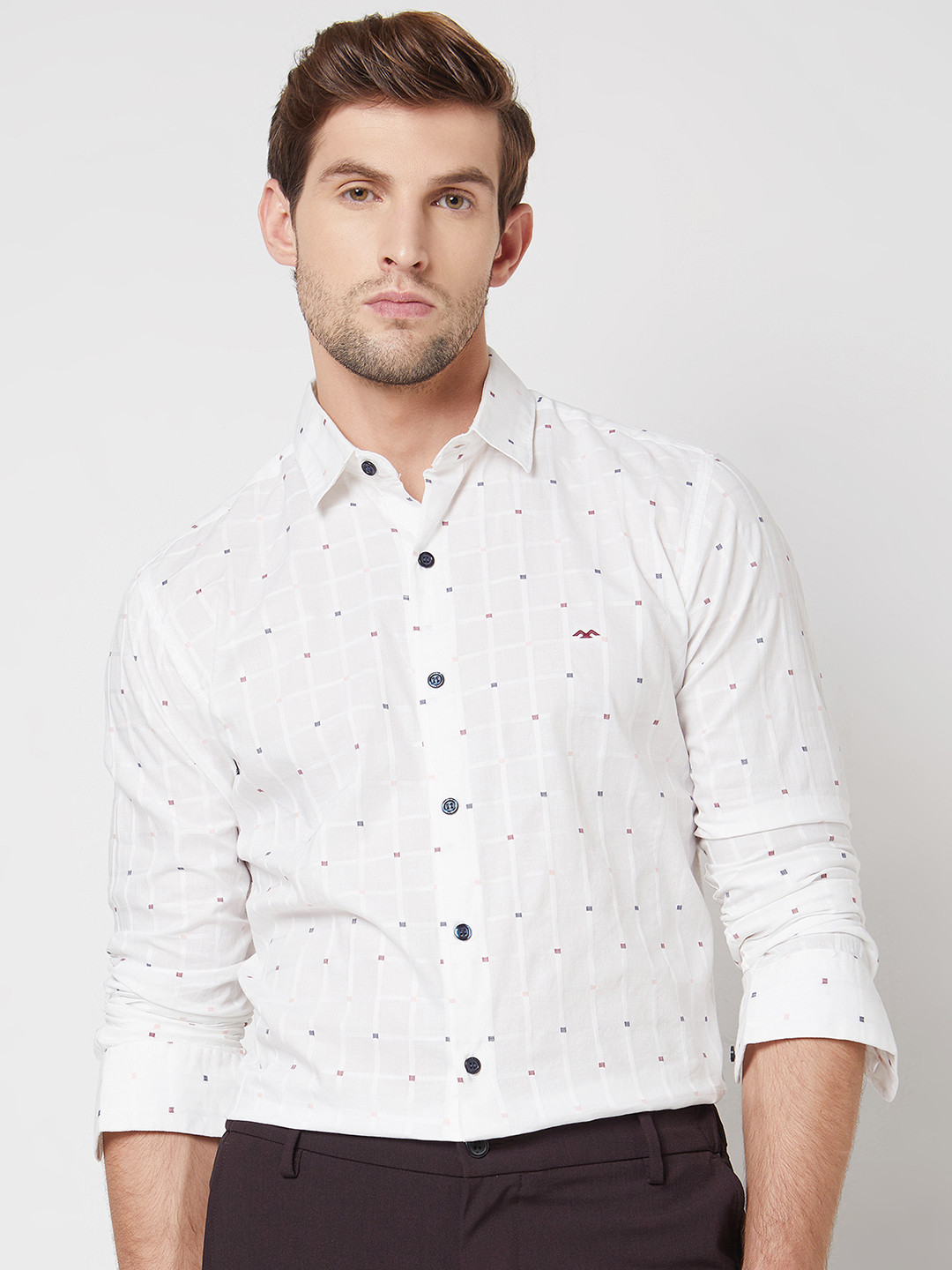 Mufti Slim Fit Checked Pure Cotton Casual Shirt