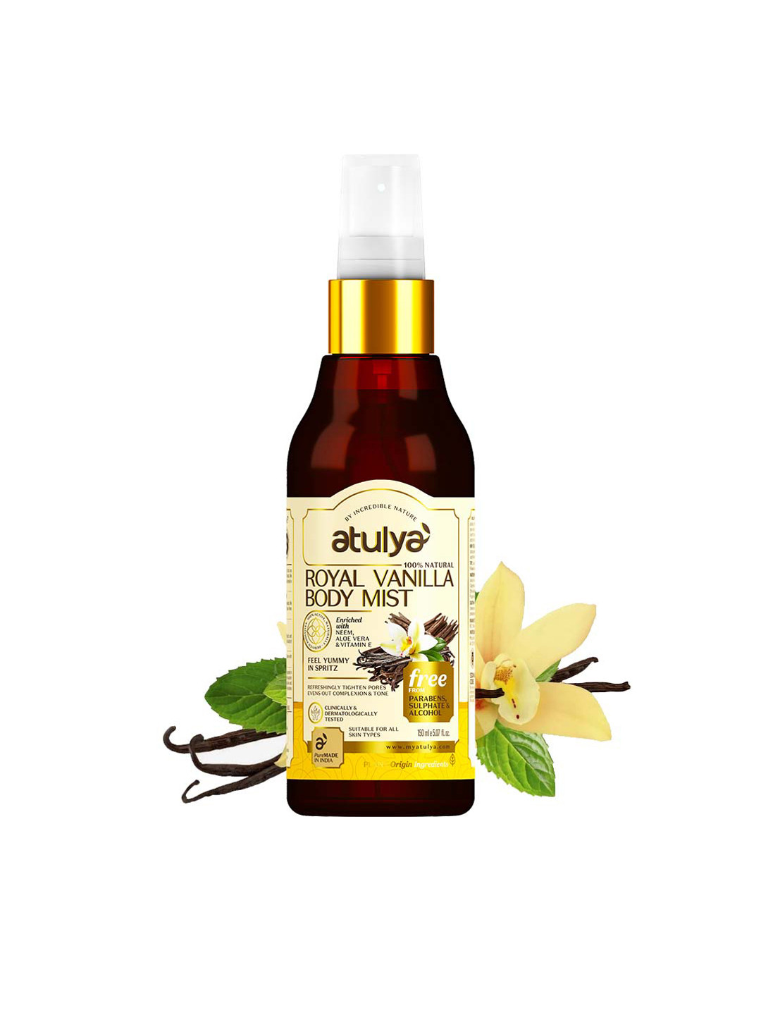 Atulya Royal Vanilla Body Mist To Tighten Pores - 150ml