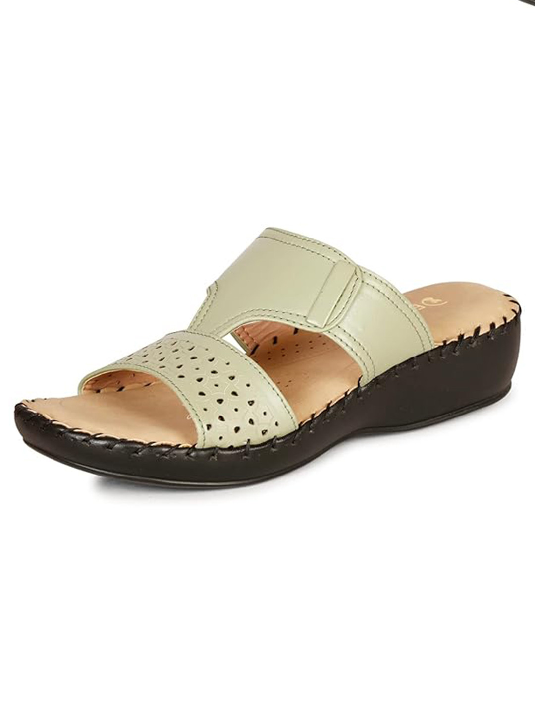 Denill Laser Cut Open Toe Comfort Heels