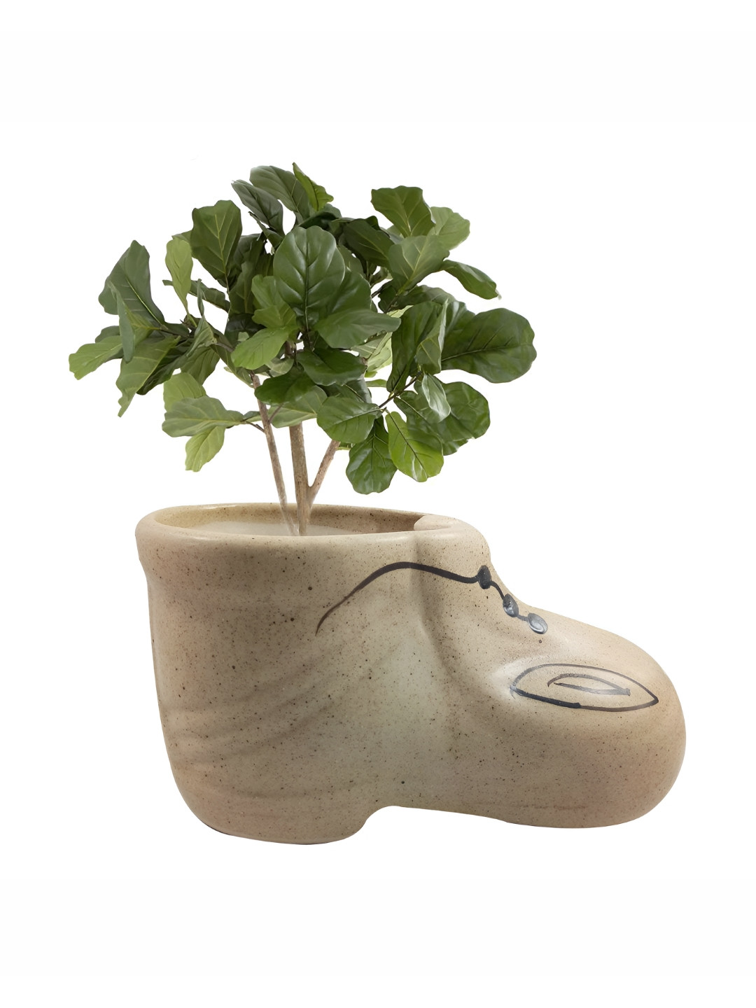 INDIA MEETS INDIA Cream Ceramic Shoe-Shaped Planter