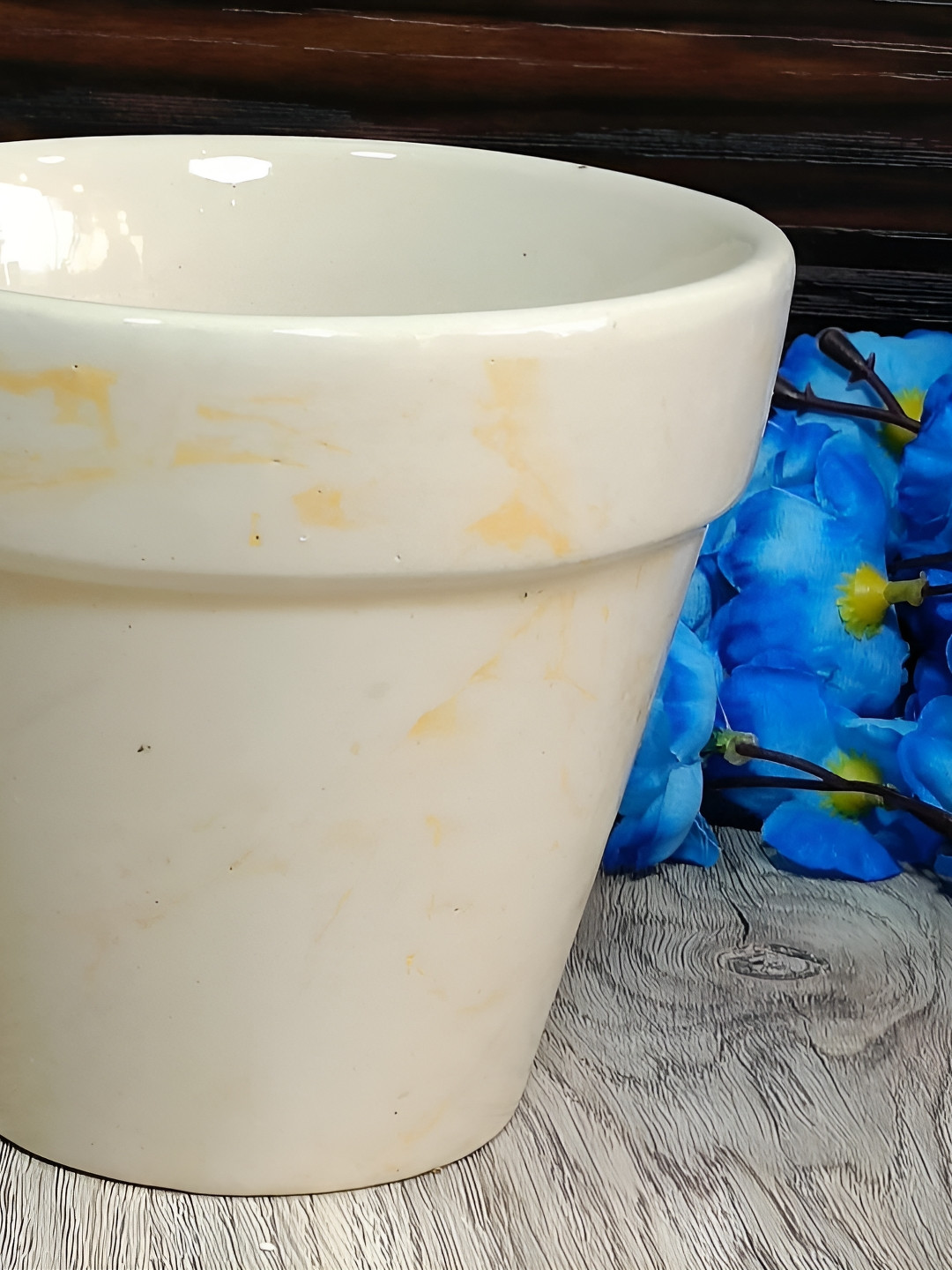 INDIA MEETS INDIA Cream Ceramic Pot Planter